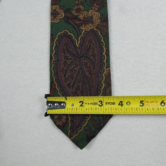 Robert Talbott Best Of Class Green Brown Floral 100% Silk Neck Tie Designer - Picture 6 of 7